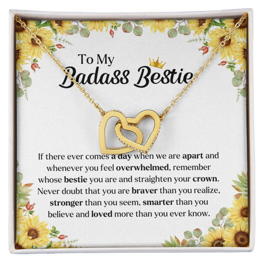 To My Badass Bestie, Interlocking Heart Necklace