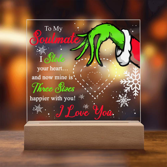 Christmas Soulmate Night Light, Acrylic Square, Bedside Lamp