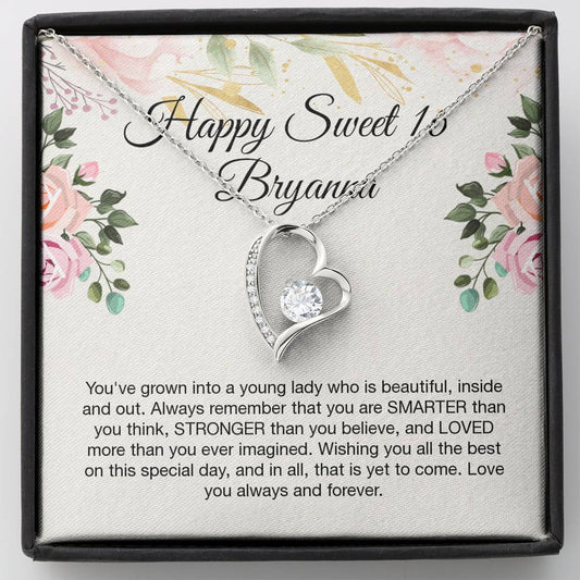 Personalized Sweet 16 Birthday, Forever Heart Necklace